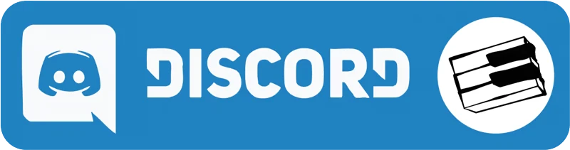 LavaLoop: Blue Discord logo with white text and a hand-drawn piano icon in a circle.
