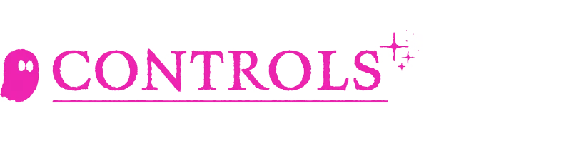 Le Plan Spectral: Pink ghost icon and "CONTROLS" text with sparkles, underlined in pink.
