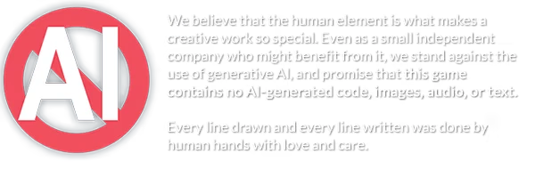 No Ai Content – Legends of Astravia Legends of Astravia: Anti-AI logo with text on human-made creativity and AI-free game promise.