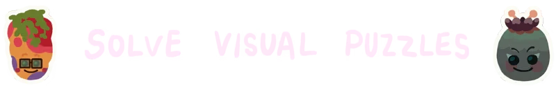 Letters To Arralla: "Solve Visual Puzzles" text in pink with two cartoon turnip characters.