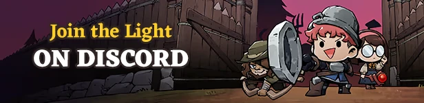 Join Discord Banner – LightSup! LightSup!: “Join the Light ON DISCORD” text beside three cartoon adventurers in armor.