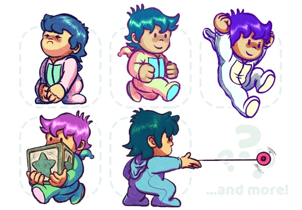 Little Nemo and the Guardians of Slumberland: Five colorful characters in playful poses with toys.