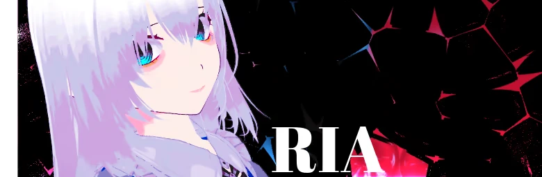 Living is Expensive...: Close-up of silver-haired girl; large white text “RIA” on black background.