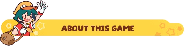 Lost and Found Co.: Cartoon character waves beside "About This Game" text on a yellow banner.