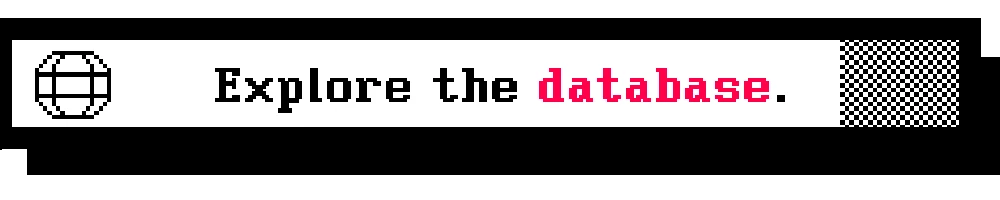 Lost Wiki: Pixelated globe icon, text "Explore the database" with "database" in red.