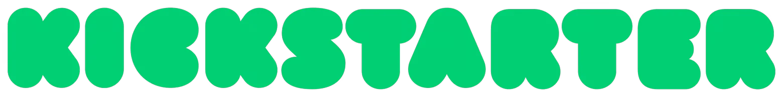 Kickstarter Logo – Lover’s Enigma Lover’s Enigma: Bright green “KICKSTARTER” text in rounded bubble letters on black.
