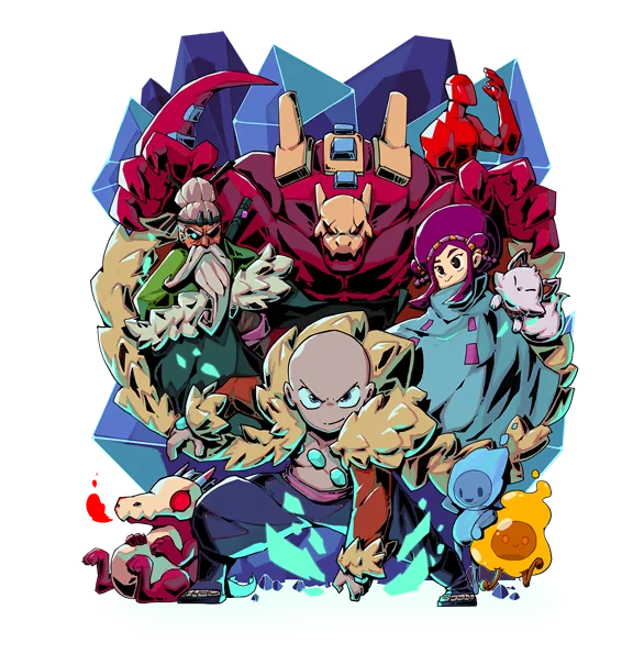 LUCID: A group of colorful characters in dynamic poses with a crystalline backdrop.