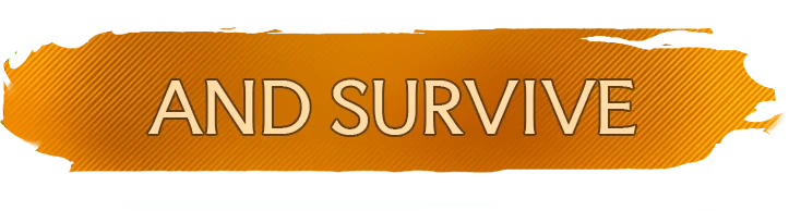 And Survive – Lysward Lysward: Large white text “AND SURVIVE” on an orange striped banner background.