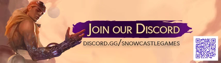 Join Discord Banner – Lysward Lysward: Character with metal arm beside “Join our Discord” banner and QR code.