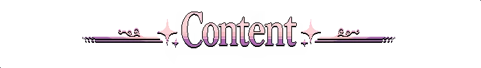 Magical Blush: Large “Content” title in pink gradient with sparkles and purple lines.