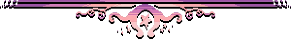 Magical Blush: Pink pixel-art omega symbol with sparkles on black background.