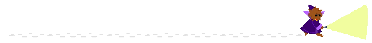 Mago’s Nightly Take Out: Pixel wizard in purple robe shines yellow flashlight right.