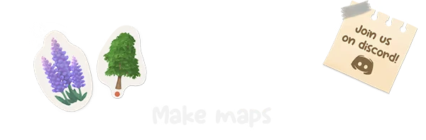 Map Map: Illustrated flowers, tree, "Make maps" text, and Discord invite on a notepad.