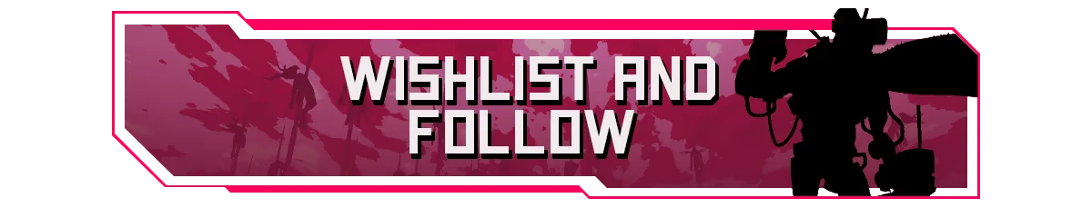 Wishlist Follow – Marrow Marrow Marrow Marrow: Bold text "WISHLIST AND FOLLOW" with a silhouette of a character on a red background.