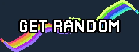 Get Random – MataOno MataOno: Large pixel text “GET RANDOM” over a rainbow trail on dark background.