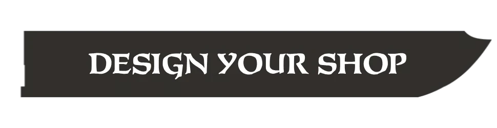 Medieval Market Simulator: White serif text “DESIGN YOUR SHOP” on dark banner.