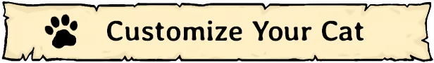 Meowstery Wisp: Beige banner with paw icon and bold black text “Customize Your Cat”.