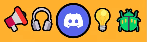 Merge Maestro: Icons of a megaphone, headphones, Discord logo, light bulb, and green beetle.