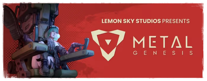 Bubbly Pilot – Metal Genesis: Rogue Regime Metal Genesis: Pilot in mech seat blows bubblegum; red background with game logo and text.