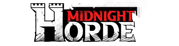 Midnight Horde: Gothic logo with castle-like "H" and red "MIDNIGHT" above white "HORDE".