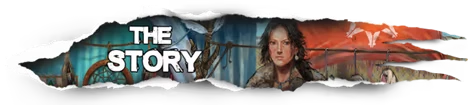 Story Banner – Midwest 90: Rapid City Midwest 90: Torn-paper banner with bold white text “THE STORY” and a woman portrait.