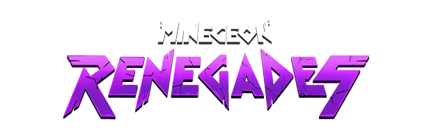 Logo Purple – MineGeon: Renegades MineGeon: Bold white "MineGeon" above cracked purple "Renegades" in a dynamic, angular font.
