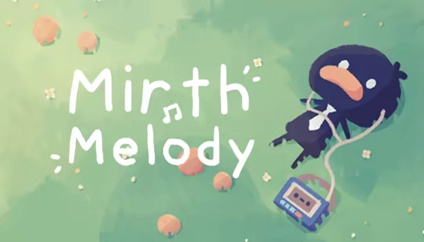 Mirth Island: Dodo lies on grass with a cassette player. Text reads "Mirth Melody" in white.