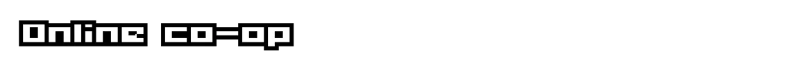 Mission Delta: White pixel text “Online co-op” on a black background.