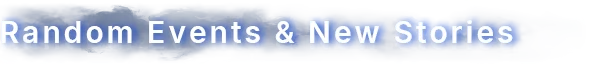 MISTERY: Text "Random Events & New Stories" in bold white on a blue gradient background.