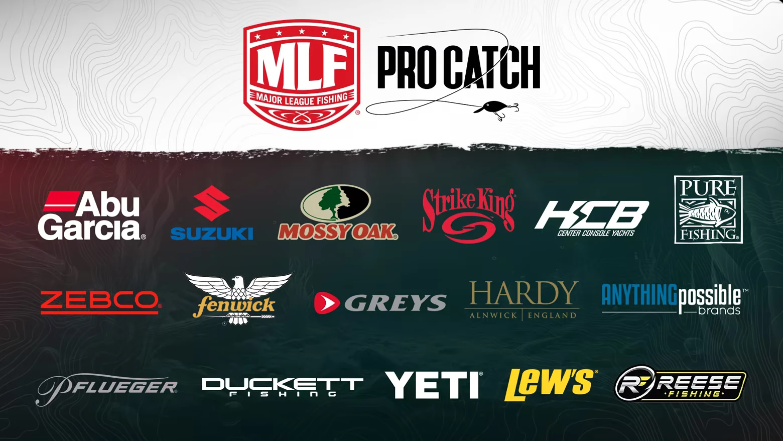 Sponsor Logos – MLF: Pro Catch MLF: MLF Pro Catch logo above sponsor logos on dark gradient background.