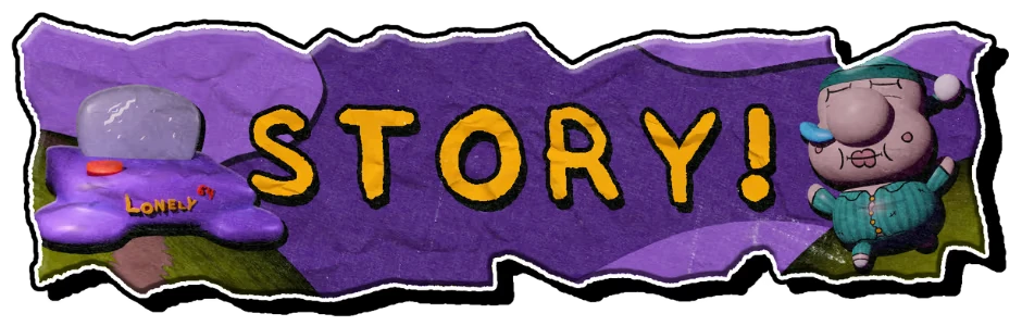 Mr. Sleepy Man: A sleepy character in pajamas beside bold yellow "STORY!" text on purple.