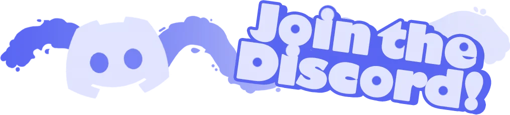 Muri: Stylized text "Join the Discord!" with a playful, blue Discord logo character.