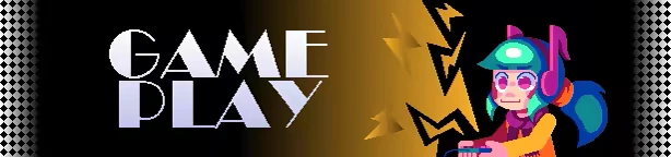 MUSESTRUCK: "GAME PLAY" text in bold, stylized font; character with teal hair and pink headphones.