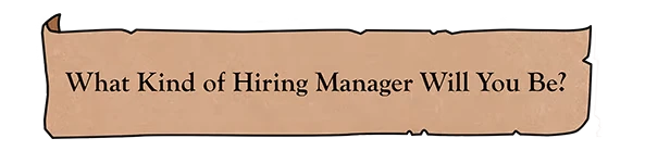 My Lord Is Hiring: A parchment-style banner asks, "What Kind of Hiring Manager Will You Be?"