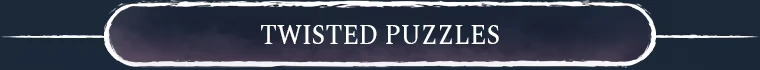 Myth of Valderit: "Twisted Puzzles" text in white on a dark, rounded rectangle banner.