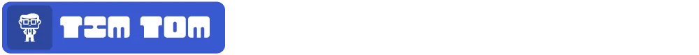 Tem Tom Logo – NANOTINKER NANOTINKER: Blue banner with pixel robot icon and bold white text “TEM TOM”.