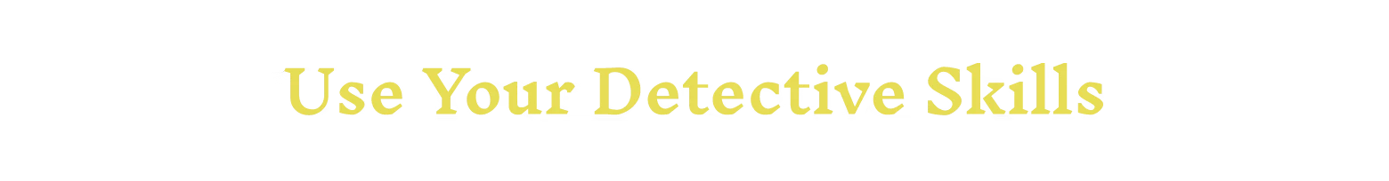 Detective Skills – Nirvana Noir Nirvana Noir: Yellow text reads "Use Your Detective Skills" on a black background.