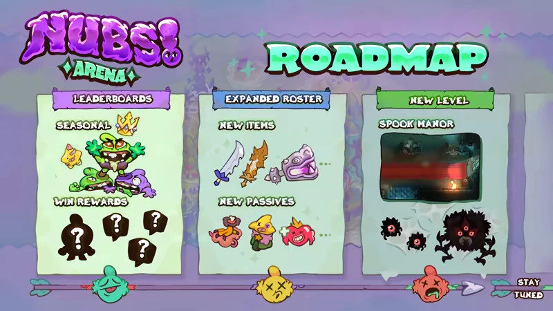 Nubs!: Colorful roadmap with leaderboards, new items, passives, and Spook Manor level.