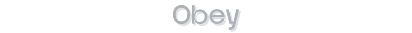 Obey the Voice™: The word "Obey" in large, gray, distorted letters on a black background.