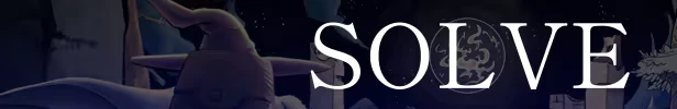 Solve Puzzle – OOLO OOLO: Large white text "SOLVE" over a dark, mysterious background with abstract shapes.