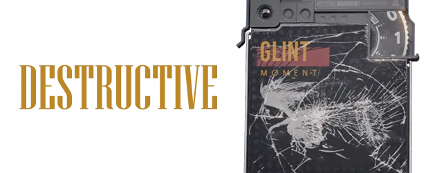Destructive Glint Card – OPERATIVES: Revolve OPERATIVES: Gold “DESTRUCTIVE” text beside cracked “GLINT MOMENT” card art.