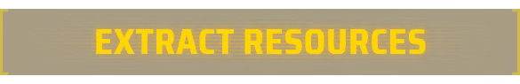 Orebits: Yellow pixel text “EXTRACT RESOURCES” on a brown striped banner.
