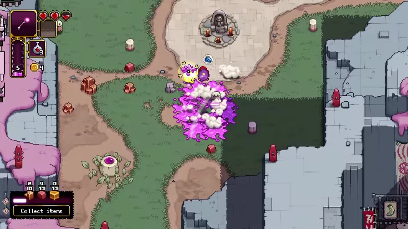 Outrider Mako: Mako jumps on an enemy, creating a splash of purple goo. UI shows health and items.