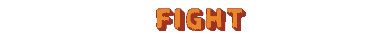 Pablo’s Journey: Pixel-art orange “FIGHT” text on a black background.