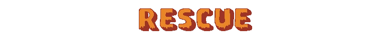 Pablo’s Journey: Large orange pixel text “RESCUE” on a black background.