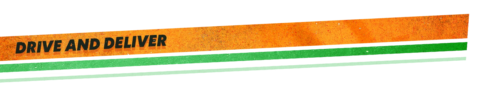 Drive Deliver – PACS - Post Apocalypse Courier Service: Co-op Delivery Simulator PACS - Post Apocalypse Courier Service: Bold black text "DRIVE AND DELIVER" on orange stripe.