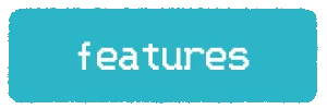 PATIENCE IS A VIRTUE: Teal rounded button labeled “features” in white pixel font.