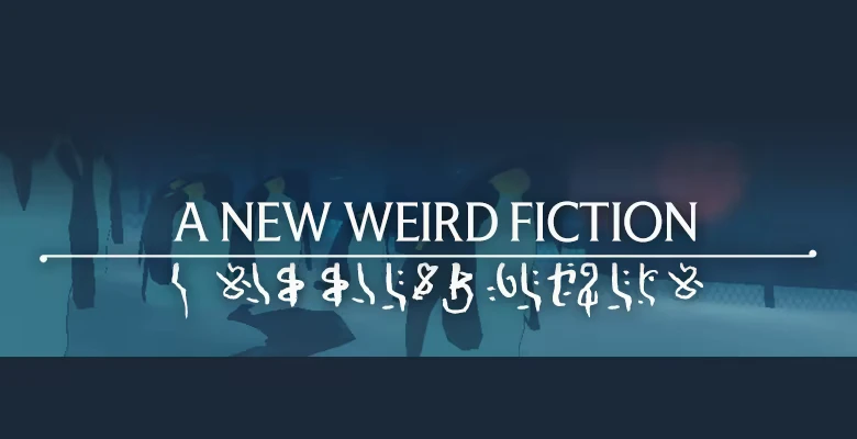 New Weird Fiction – Penguin Colony Penguin Colony: Text “A NEW WEIRD FICTION” over penguins and white rune-like symbols.