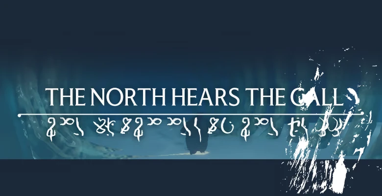North Hears Call – Penguin Colony Penguin Colony: “THE NORTH HEARS THE CALL” title over runes and lone penguin silhouette.