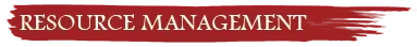 PETRACAL: "RESOURCE MANAGEMENT" text in bold white on a red brushstroke background.